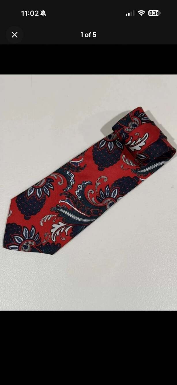 Stafford Red and Navy Blue Paisley Silk Necktie